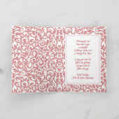 シックなダークレッドホワイトダマスクフローラアートパターン カード (内部)