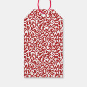 シックなダークレッドホワイトダマスクフローラアートパターン ギフトタグ (裏面)