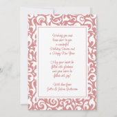 シックなダークレッドホワイトダマスクフローラアートパターン シーズンカード (裏面)