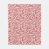 シックなダークレッドホワイトダマスクフローラアートパターン フリースブランケット (正面)