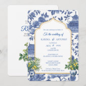 シックなチクテック シノワズリー リモンチェッロ インスピレーション 招待状 (正面/裏面)