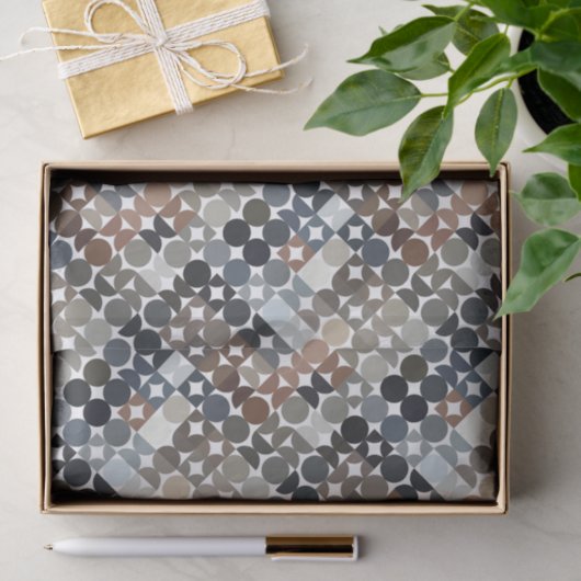 シックなチューペベージュグレータンブラウンサークルパターン 薄葉紙 (ギフト)