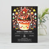 シックなチョコレート魔法マフィン誕生日 招待状 (スタンド正面)