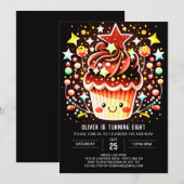 シックなチョコレート魔法マフィン誕生日 招待状 (正面/裏面)