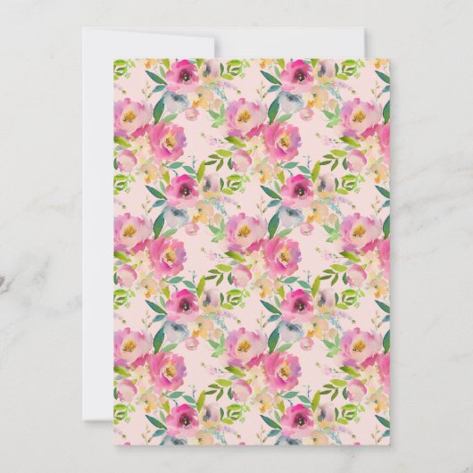 シックなツインズピンクフローラベビーシャワー招待状 招待状 (裏面)