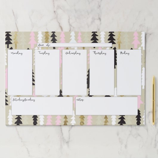 シックなツリーウィークリーカレンダー大きなティアウェイパッド ペーパーパッド (インサイチュ)