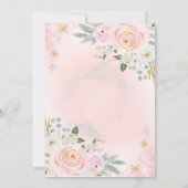 シックなティーポット茶カップピンクの花ベビーシャワー 招待状 (裏面)