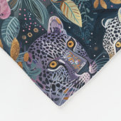 シックなティールピンクのヒョウ柄 フリースブランケット (角)