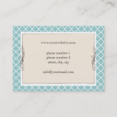 シックなティール(緑がかった色)のティーポットの茶名刺 名刺 (裏面)