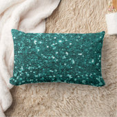 シックなティール(緑がかった色)のフェイクなグリッター ランバークッション (ブランケット)
