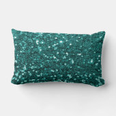 シックなティール(緑がかった色)のフェイクなグリッター ランバークッション (裏面)