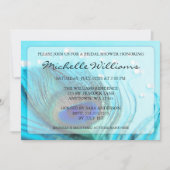 シックなティール（緑がかった色）の孔雀はブライダルシャワー招待状を宝石で飾ります 招待状 (正面)