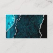 シックなティール（緑がかった色）ブルーシルバーア結婚ガテズエスコート プレイスカード (裏面)