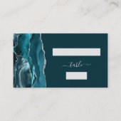 シックなティール（緑がかった色）ブルーシルバーア結婚ガテズエスコート プレイスカード (正面)