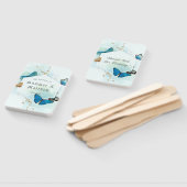 シックなティール（緑がかった色）ブルー絵を描バタフライ結婚ズサンキュー ハンドファン (組立なし)