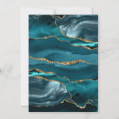 シックなティール（緑がかった色）ブルー金ゴールドアゲートゲイドベビーシャワー (裏面)