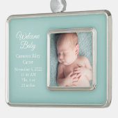 シックなティール(緑がかった色)ベビー生まれたばかりのフォトキープサケギフト シルバープレートフレームオーナメント (左)