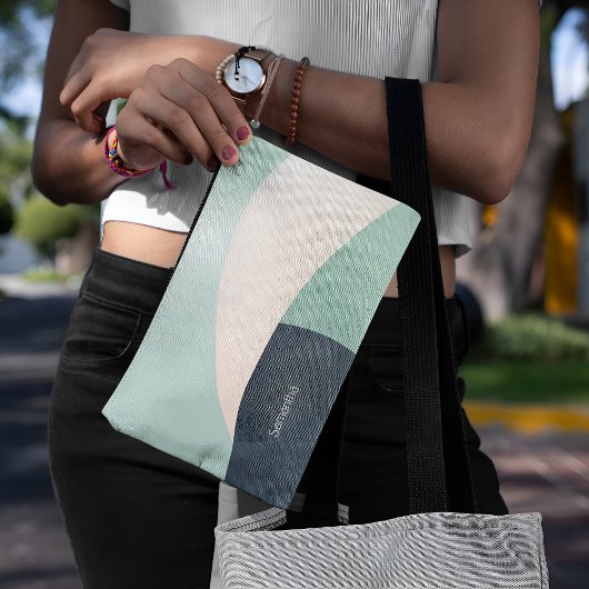 シックなティール(緑がかった色)&ベージュクラッシカスタマイズ可能なミニマリスト アクセサリーポーチ