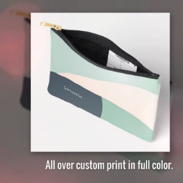 シックなティール（緑がかった色）&ベージュクラッシカスタマイズ可能なミニマリスト アクセサリーポーチ