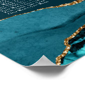 シックなティール(緑がかった色)金ゴールドゲートパーティーシーティングチャート ポスター (角)