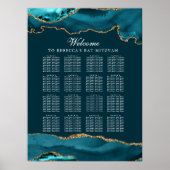 シックなティール(緑がかった色)金ゴールドゲートパーティーシーティングチャート ポスター (正面)