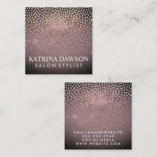 シックなテクスチャと水玉模様 スクエア名刺 (正面/裏面)