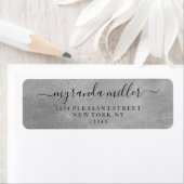 シックなテクスチャシルバーグレー差出人住所ラベル ラベル (インサイチュ)