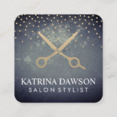 シックなテクスチャーと水玉模様サロンシアー スクエア名刺 (正面)