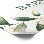 シックなテディベアグリーン金ゴールドリースウェルカムベビー ポスター (角)