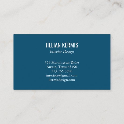 シックなテラエレガントッツォピンクカスタムブルー 名刺 (裏面)