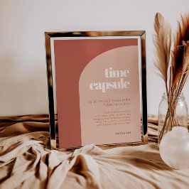 シックなテラコッタタイムカプセル1st誕生日サイン ポスター