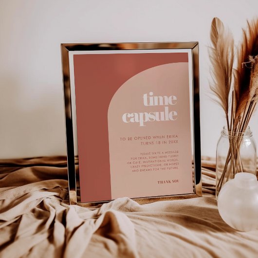 シックなテラコッタタイムカプセル1st誕生日サイン ポスター