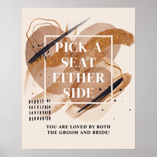 シックなテラコッタバラ金ゴールドピックアシートバイサイド ポスター (正面)