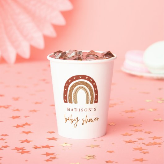 シックなテラコッタボホレインボーベビーシャワー 紙コップ (インサイチュ)