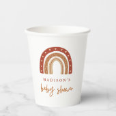 シックなテラコッタボホレインボーベビーシャワー 紙コップ (正面)