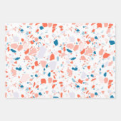 シックなテラゾブラックグレーミニマルカラフルリストストーン ラッピングペーパーシート (正面2)