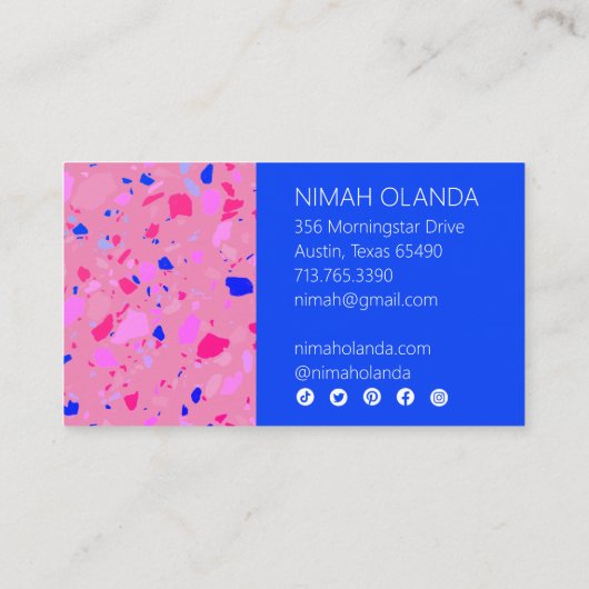 シックなテラッツォエレガント手作りのサはっきりしたーシャルアイコン 名刺 (裏面)