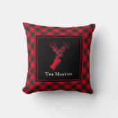 シックなディアレッド&グリーンプライドパーソナライズされたクリスマス クッション (正面)
