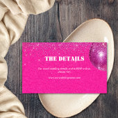 シックなディスコボールホットピンク結婚ズ詳細サイト エンクロージャーカード