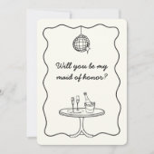 シックなディスコ手描きメイド・オブ・オーナー（花嫁付き添い人）提案カード 招待状 (正面)