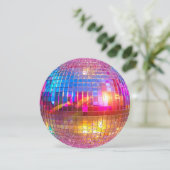 シックなディスコ結婚ボールのピンクグリッター結婚式RSVP (スタンド正面)