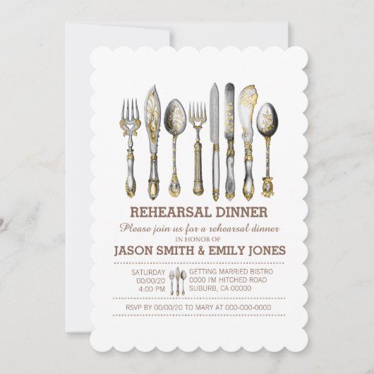 シックなディナーパーティー 招待状 (正面)