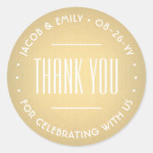 シックなデコタイポグラフィサンキューフェイクゴールドフォイル ラウンドシール (正面)