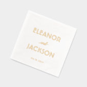 シックなデコタイポグラフィ名ヴィンスタイリッシュテージウェディング 箔ナプキン (左)