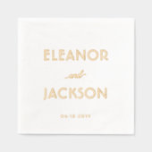 シックなデコタイポグラフィ名ヴィンスタイリッシュテージウェディング 箔ナプキン (正面)