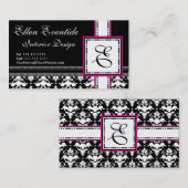 シックなデザイナーレディーピンクとブラックモノグラム 名刺 (正面/裏面)