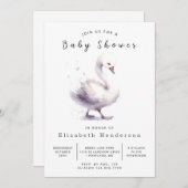 シックなデジタルスワンベビーシャワー 招待状 (正面/裏面)