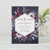 シックなデジタルブルゴーニュ結婚ーズ セーブザデート (スタンド正面)