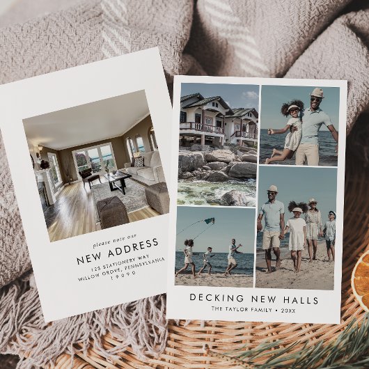 シックなデッキニューホールズニューアドレスフォトクリスマス シーズンカード