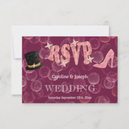 シックなトップハット&レディーシューバブリーRSVP 結婚's 出欠カード